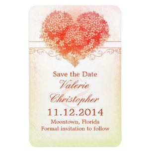 save the date vintage red love heart magnets