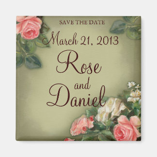 Save the Date Vintage Roses Magnet