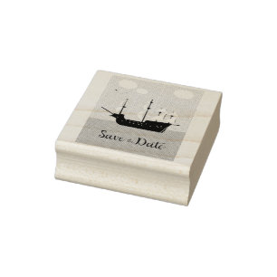 Save The Date Vintage Sailship Rubber Stamp
