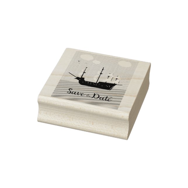 Save The Date Vintage Sailship Rubber Stamp (Stamp)
