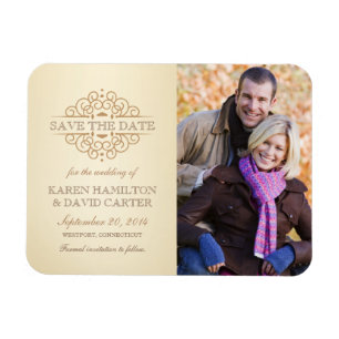 Save the Date Vintage Scrolls Photo Magnet