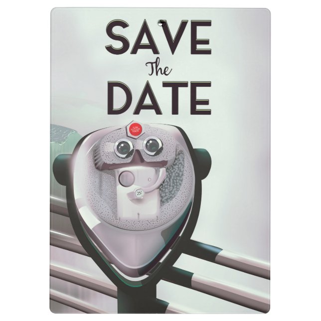 Save The Date Vintage telescope viewer Clipboard (Back)