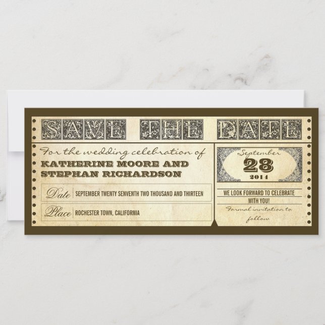 save the date vintage tickets (Front)