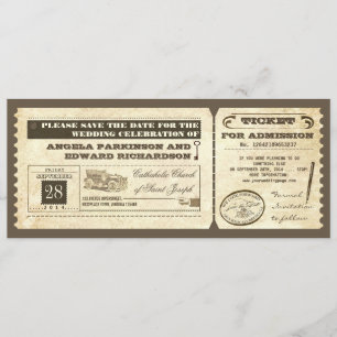 save the date vintage tickets design