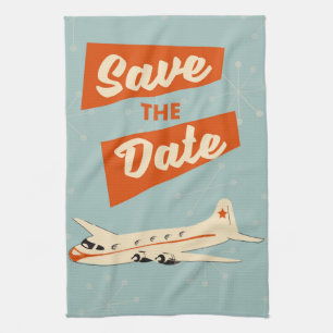 Save the Date vintage travel poster Tea Towel
