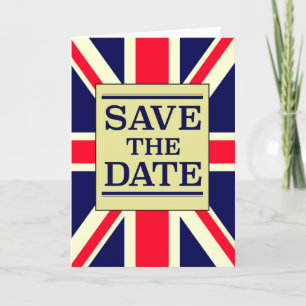 Save the Date Vintage Union jack Note Card