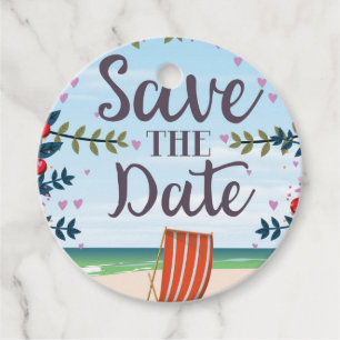 Save The Date Vintage Vintage Beach and Deckchair Favour Tags