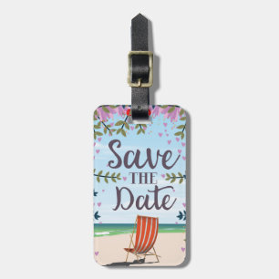 Save The Date Vintage Vintage Beach and Deckchair Luggage Tag