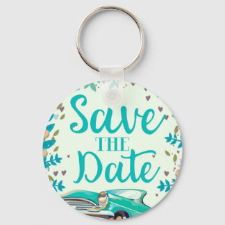 Save The Date Vintage Vintage Classic Car. Key Ring