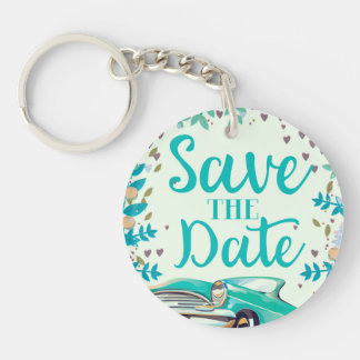 Save The Date Vintage Vintage Classic Car. Key Ring