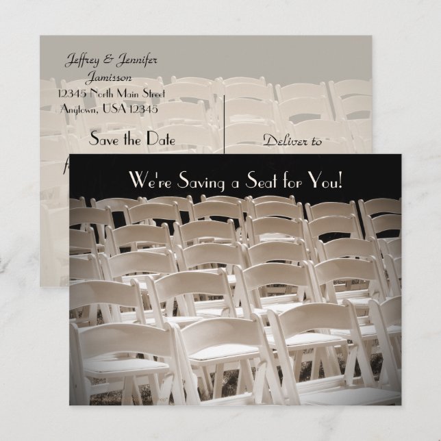 Save the Date Vow Renewal Ceremony Chairs Announcement Postcard (Front/Back)