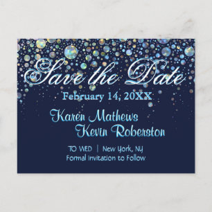 Save the Date w/ Bubble Stars Announcement Postcard