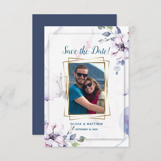 Save the Date  Watercolor Blush Apple Blossoms Invitation (Front/Back)