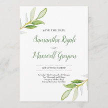 Save The Date Watercolor Greenery