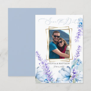 SAVE THE DATE Watercolor Lavender - Dusty Blue Invitation