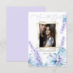 SAVE THE DATE Watercolor Lavender - Dusty Blue Invitation