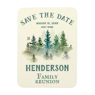 Save the Date Watercolor PineTrees Family Reunion Magnet