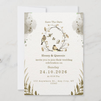 Save the Date Watercolor Wedding Invitation