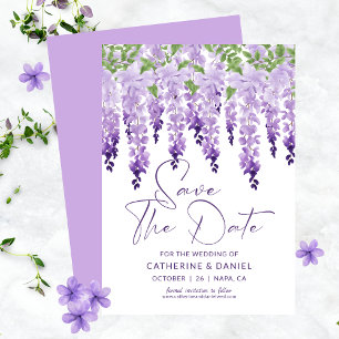 Save The Date Watercolor Wisteria Lilac Wedding