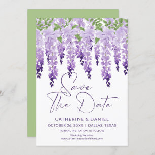 Save The Date Watercolor Wisteria Lilac Wedding