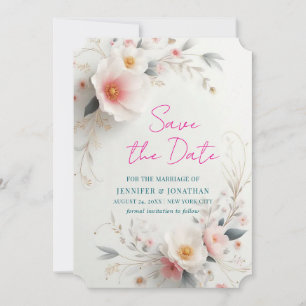 Save The Date Watercolour Aquarell Flowers Script