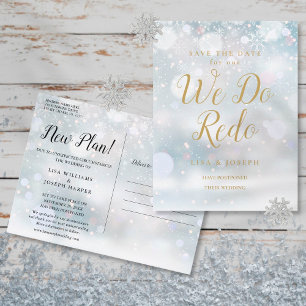 Save the Date We Do Redo Winter Event Gold Script  Postcard