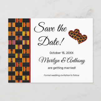 Save the Date Wedding African Kente K30 Postcard