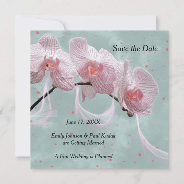 Save the Date Wedding Announcement Pink & Teal (Front)