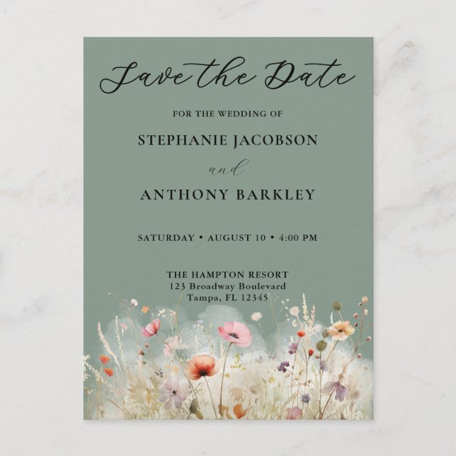 Save the Date Wedding Announcement Postcard (Front)