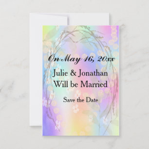Save the Date Wedding Announcement Rainbow Colours