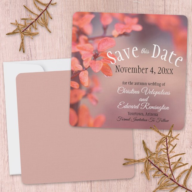 Save The Date Wedding Autumn Leaves Framing Bokeh Announcement (Creator Uploaded)