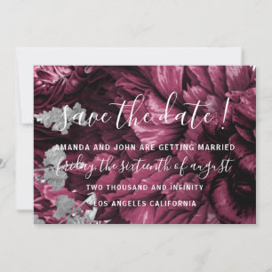 Save The Date Wedding Bride Roses Burgundy