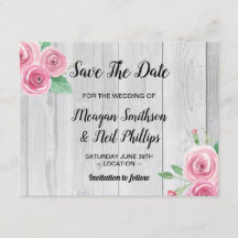 Save The Date Wedding Card Flower Pink Roses