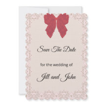 Save The Date Wedding Card Lace Bow