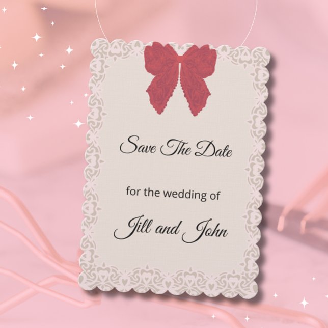 Save The Date Wedding Card Lace Bow (Creator Uploaded)