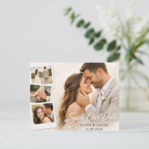 Save the Date Wedding Card Modern Script 4 Photo