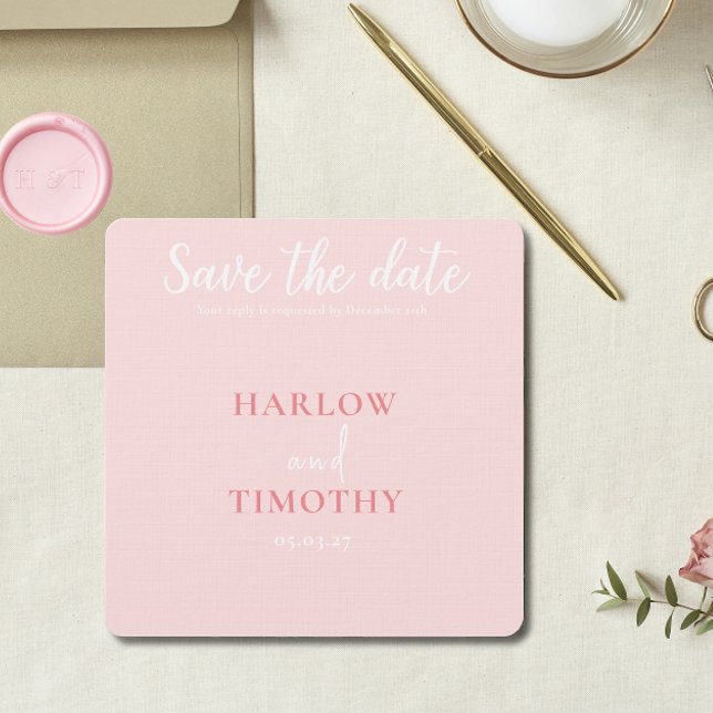 Save the Date Wedding card Pink QR code (Creator Uploaded)