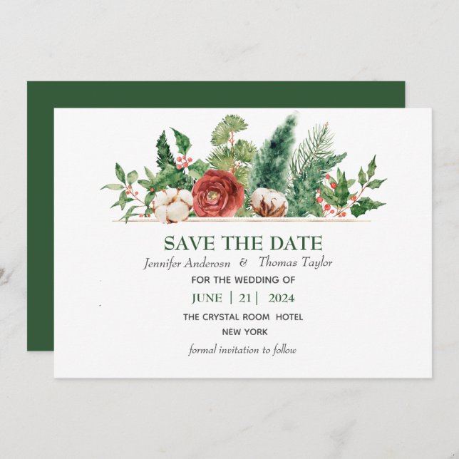  Save The Date Wedding Christmas Winter (Front/Back)