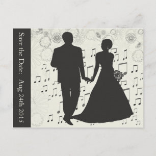 Save the Date, Wedding Couple Music Notes Postcard