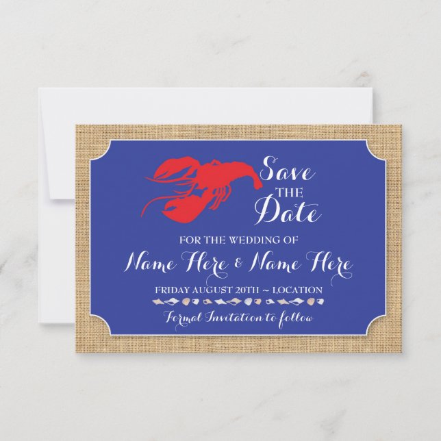 Save The Date Wedding Crawfish Boil Lobster Invite (Front)