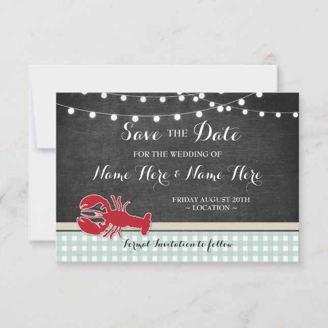 Save The Date Wedding Crawfish Boil Lobster Invite (Front)