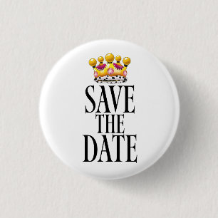 Save the Date wedding crown 3 Cm Round Badge