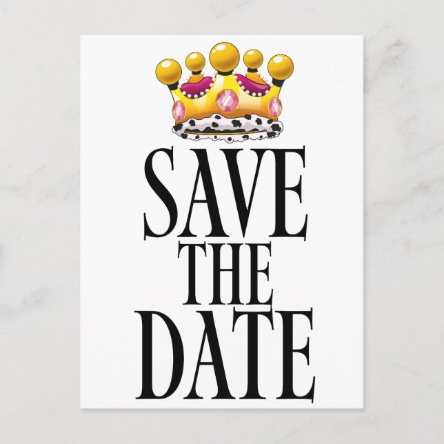 Save the Date wedding crown Postcard (Front)
