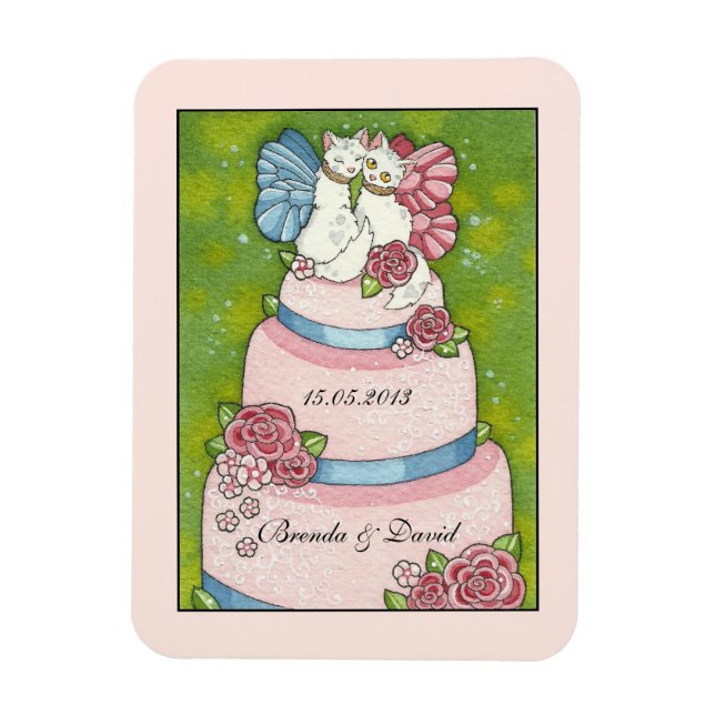 Save the Date Wedding Cute Cat Cake Topper Magnet (Vertical)