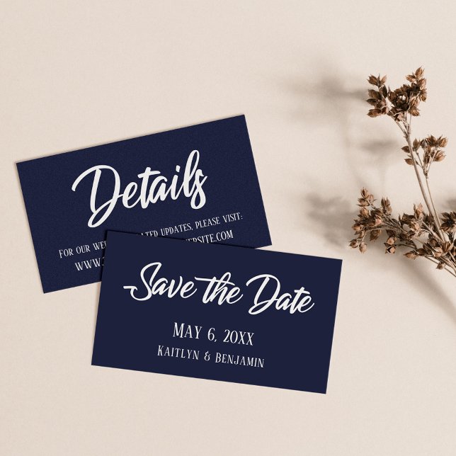 Save the Date & Wedding Detail Inserts over Navy (Creator Uploaded)