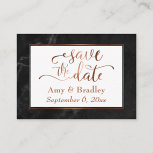 Save the Date/Wedding Details Copper, Black Marble Business Card