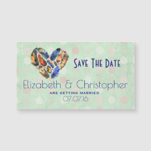 Save The Date Wedding Feathers In Heart Shape