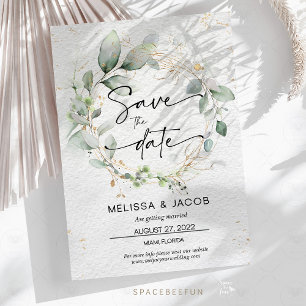 Save The date Wedding Floral Minimalist Green Invitation