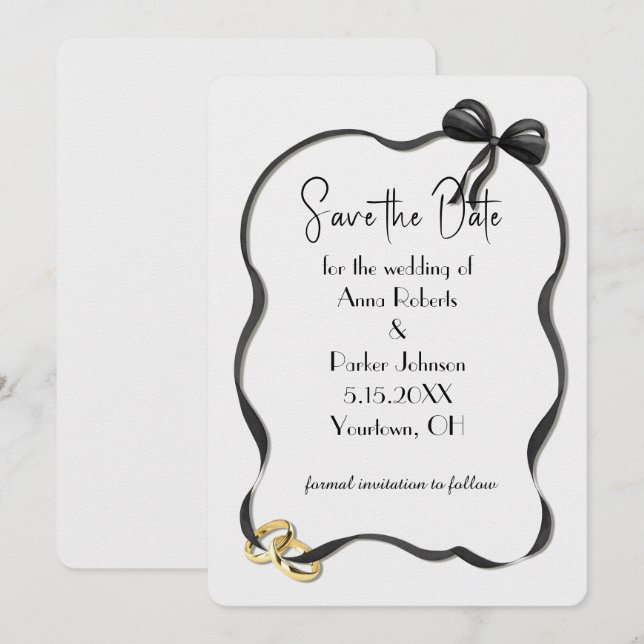 Save the Date Wedding Frame On White Invitation (Front/Back)