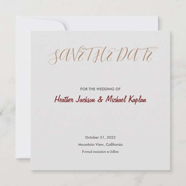Save the Date Wedding Grey Professional Classical (Front)